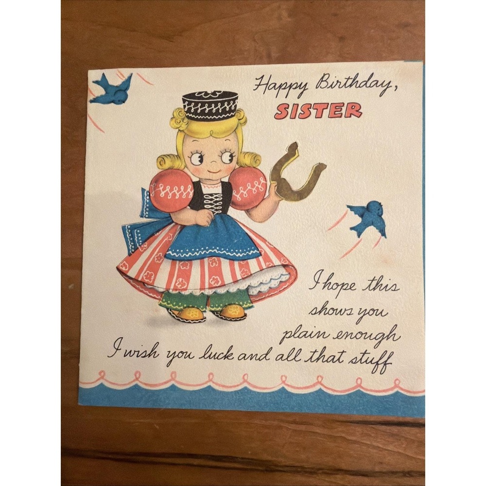 A Lot Of Four Vintage Happy Birthday Cards 1940S - Picture 2 of 7